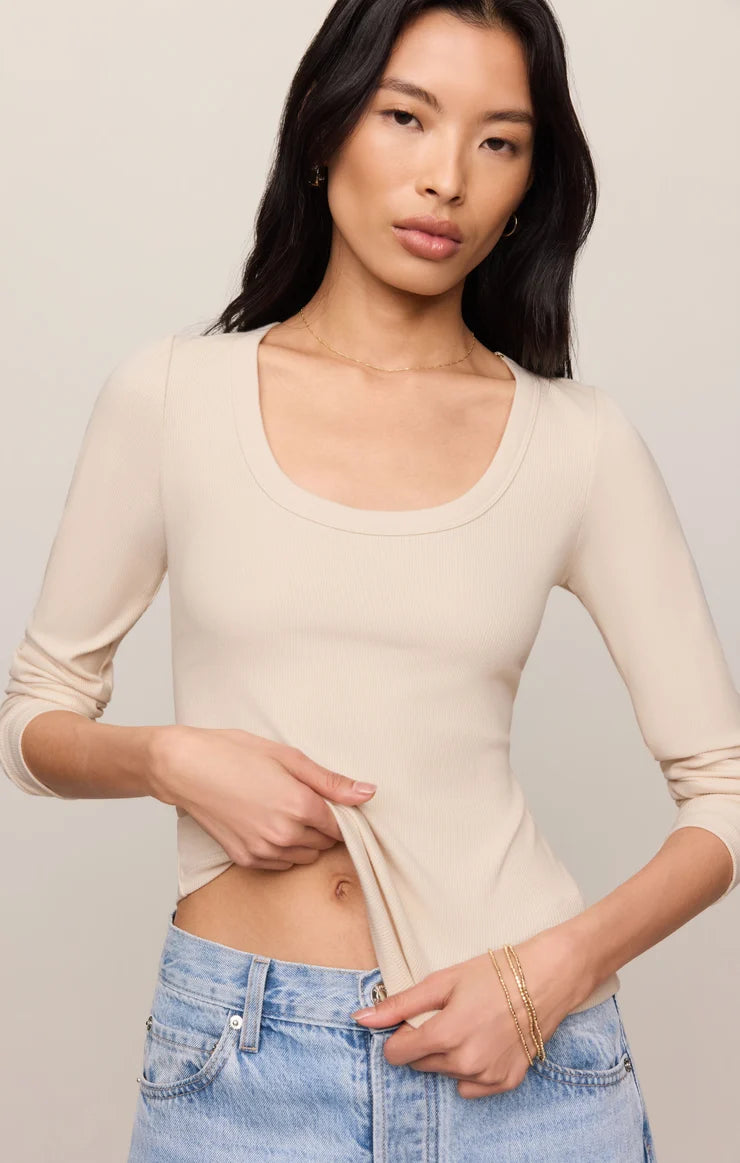 Z SUPPLY Greyson Scoop Long Sleeve Tee  chalk 