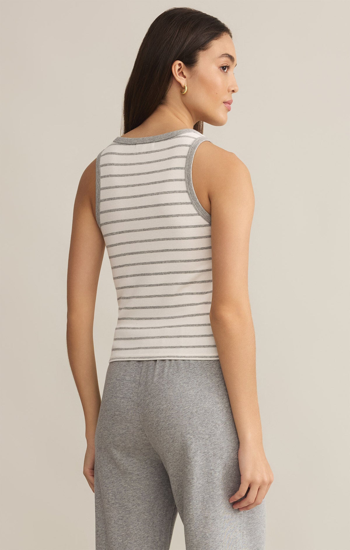 Z SUPPLY Hadley Striped Tank in heather grey