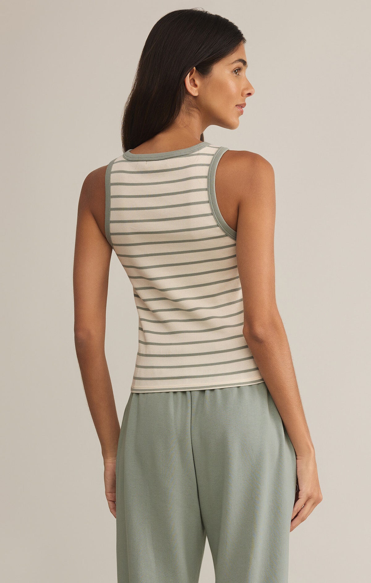 Z SUPPLY Hadley Striped Tank in sage green-back