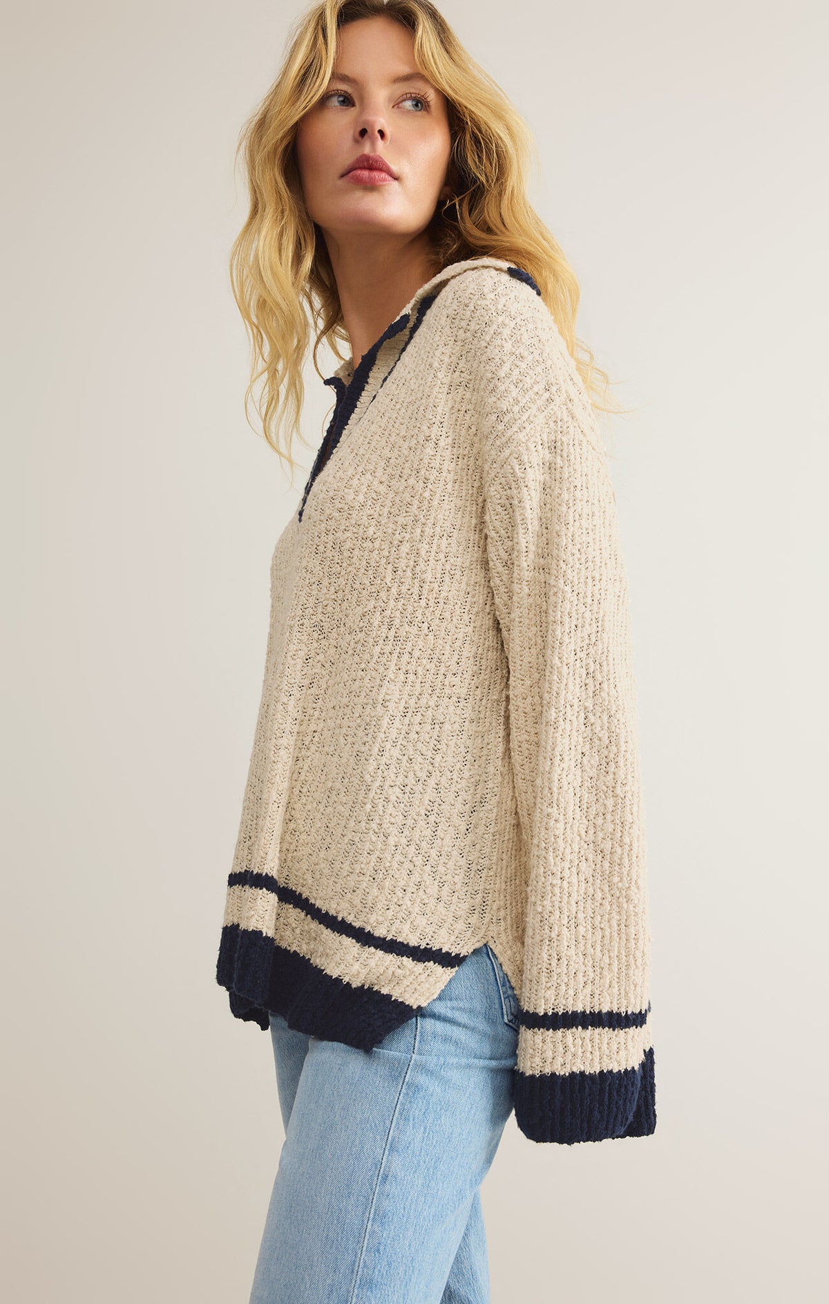 Z SUPPLY Hammond Polo Sweater in natural-side