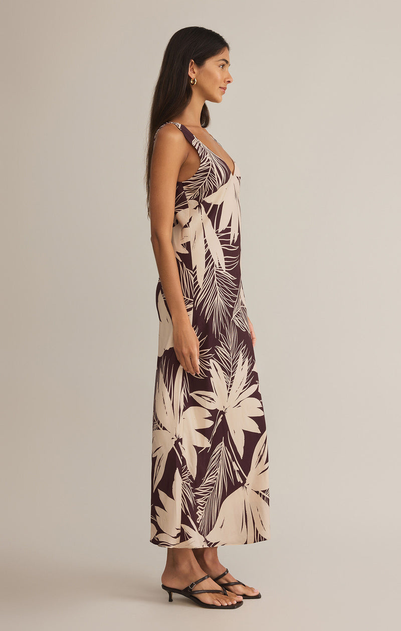 Z SUPPLY Hana Palmera Maxi Dress in lava rock 