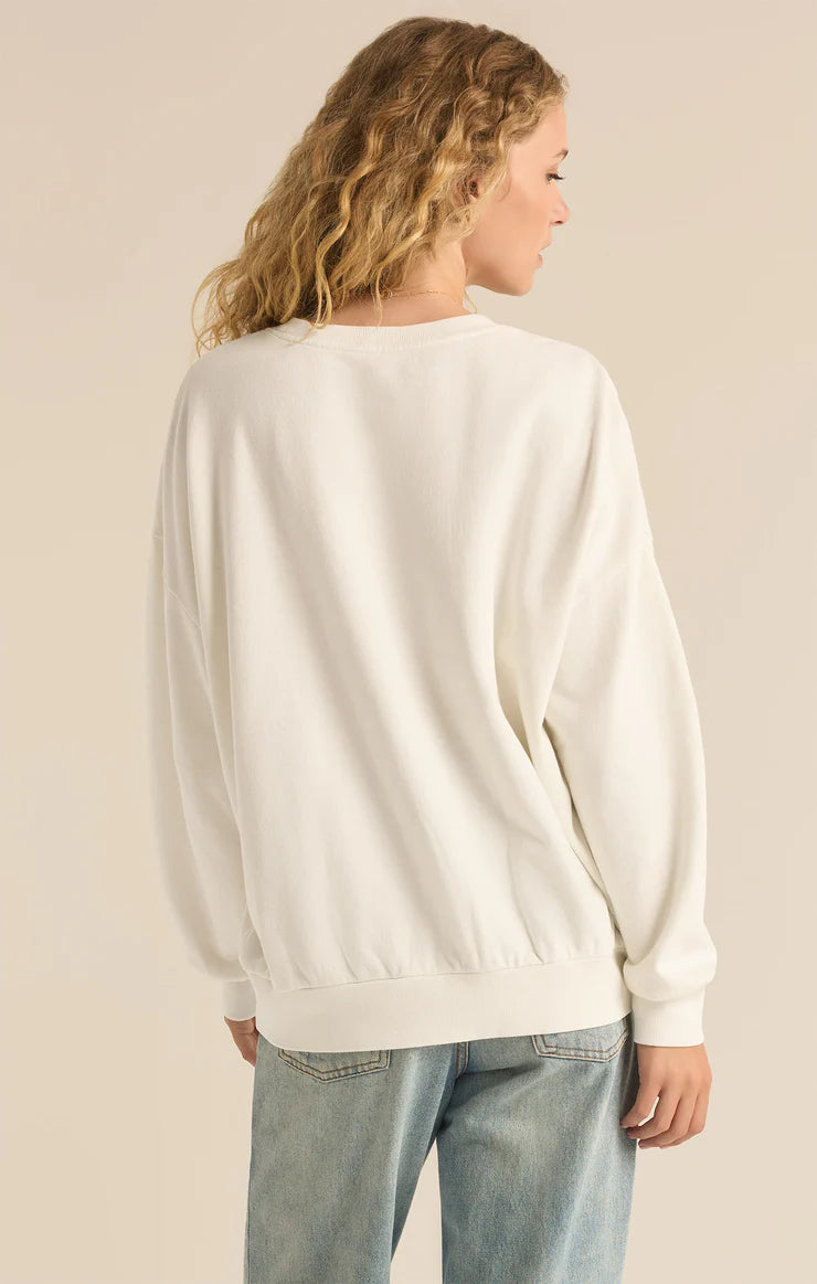 Z SUPPLY Holly Sunday Sweatshirt in sea salt-back