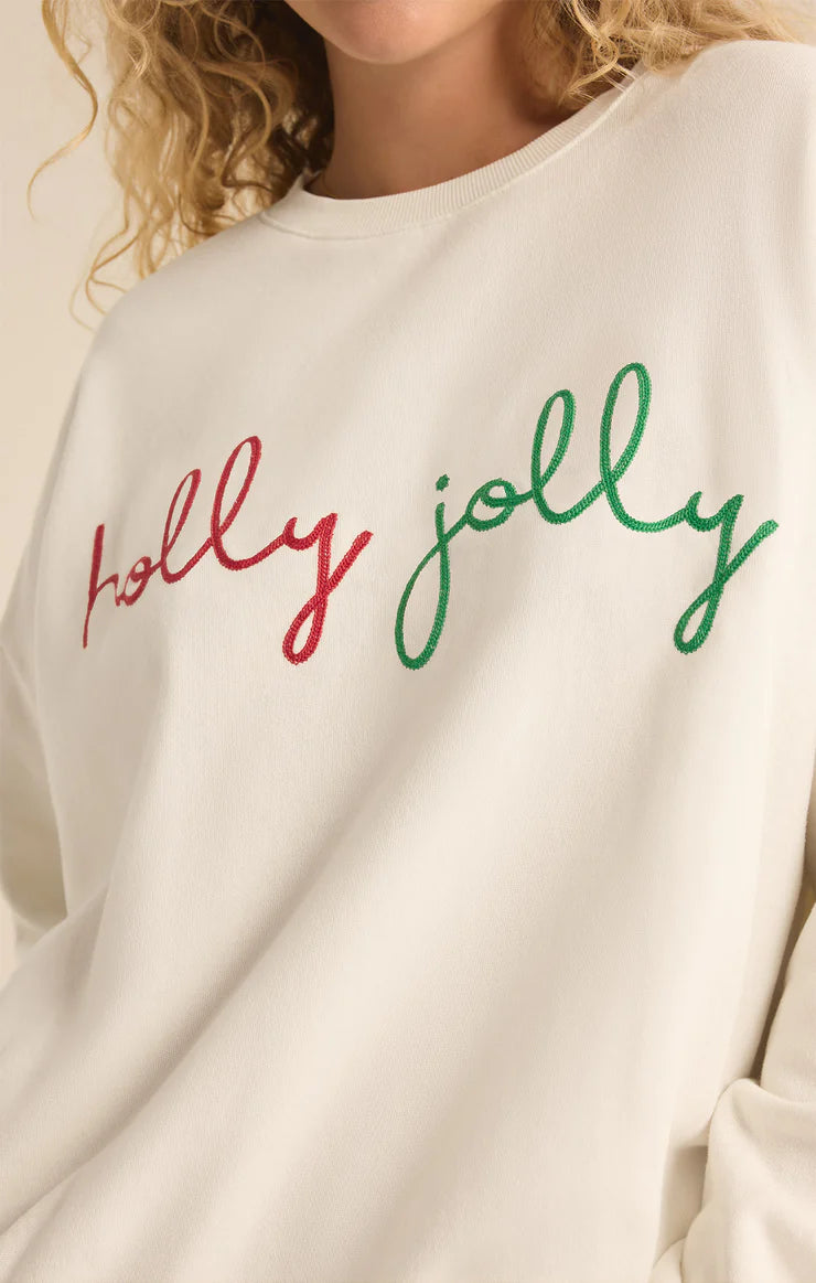 Z SUPPLY Holly Sunday Sweatshirt in sea salt-front