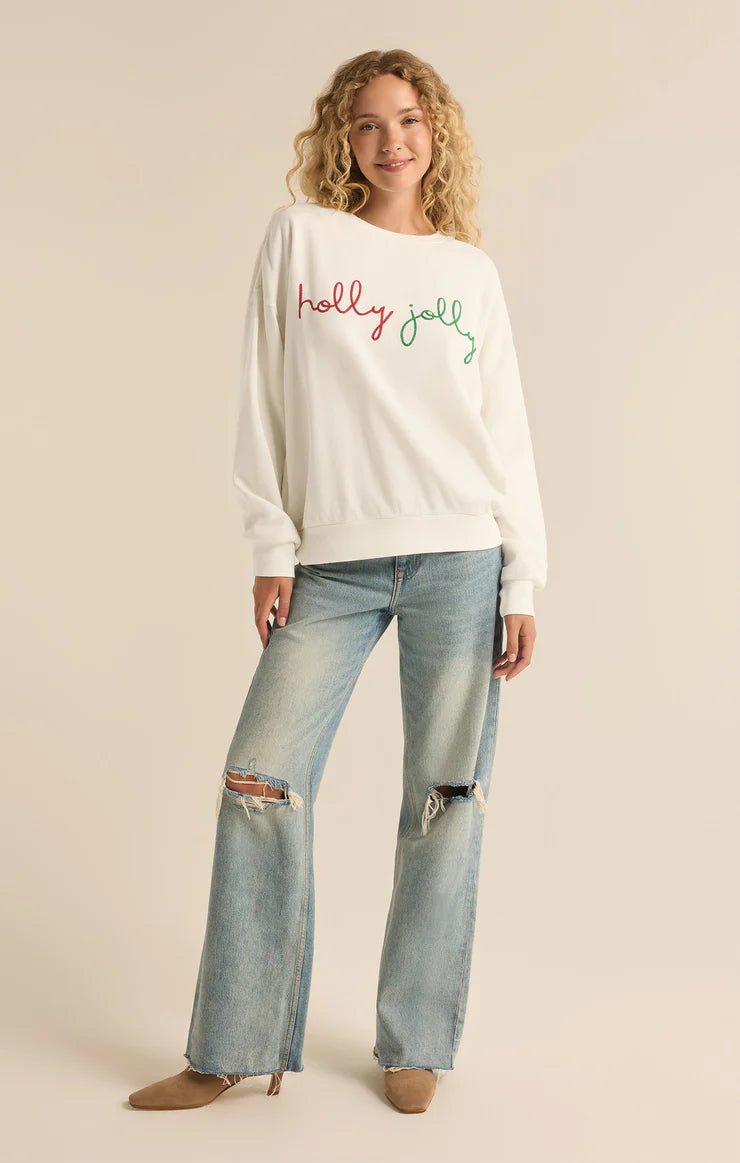 Z SUPPLY Holly Sunday Sweatshirt in sea salt-front