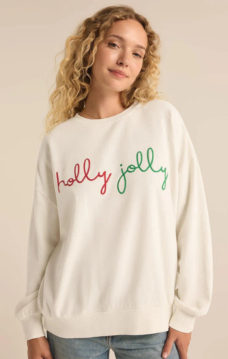 Z SUPPLY Holly Sunday Sweatshirt in sea salt-front