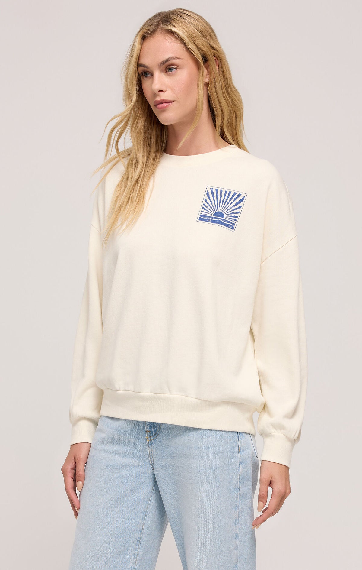 Z SUPPLY Horizon Sunday Sweatshirt in sea salt-front