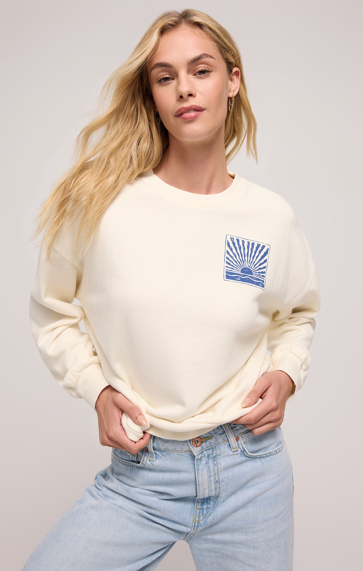 Z SUPPLY Horizon Sunday Sweatshirt in sea salt-front