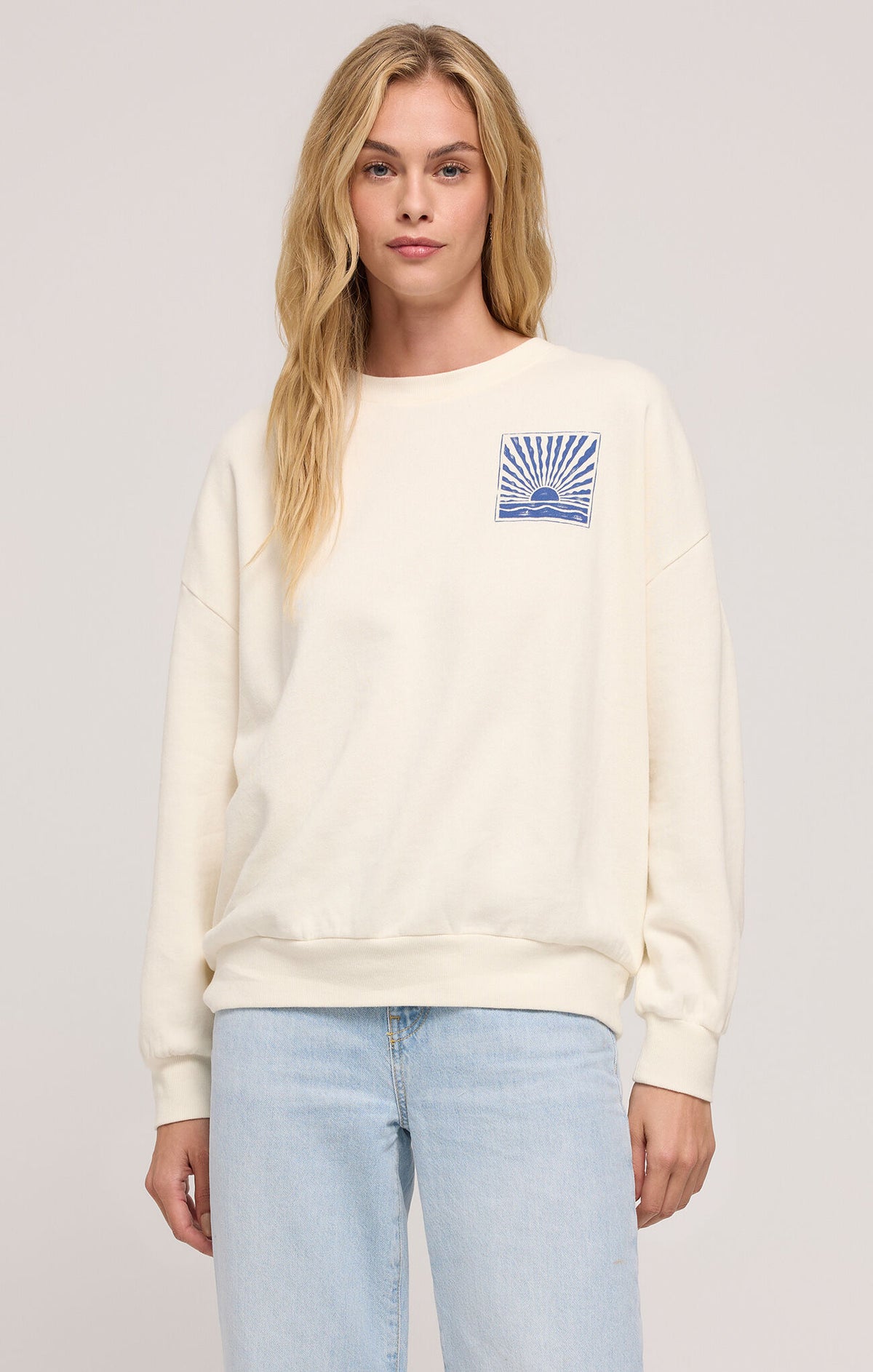 Z SUPPLY Horizon Sunday Sweatshirt in sea salt-front