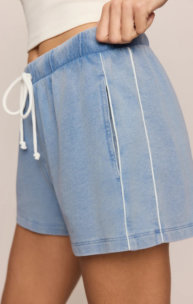 Z SUPPLY Hunter Knit Denim Track Short ocean air indigo