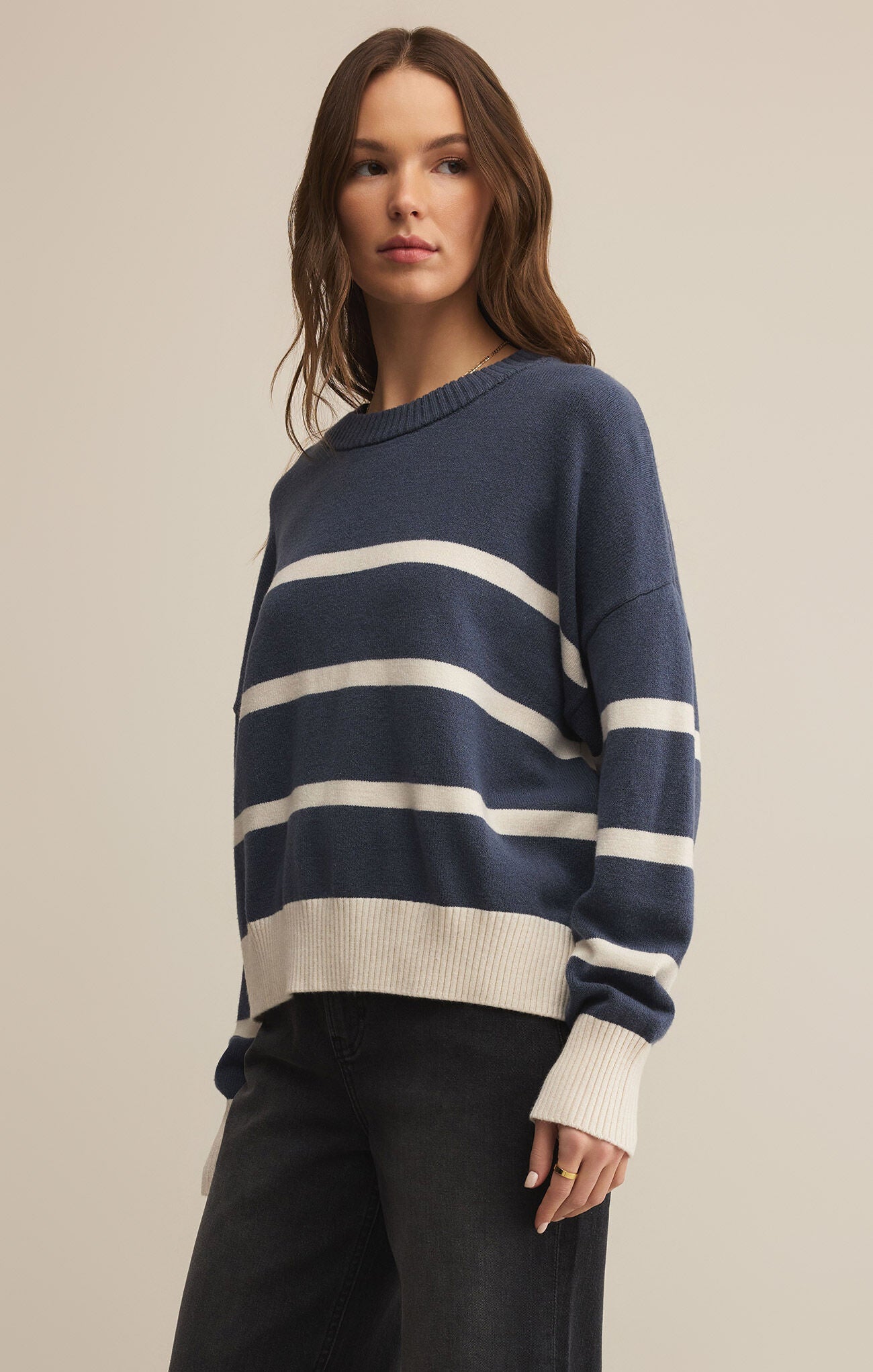 トップス DRAPE PULLOVER 300IS730-2571 ANRABESS Women Crewneck Batwing Long Sleeve 2024 Fall