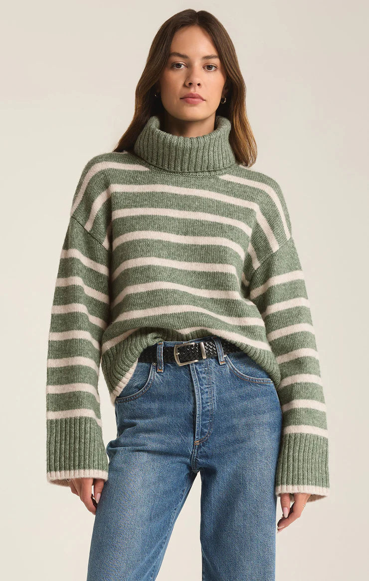 Z SUPPLY Josephine Stripe Sweater Palm Green