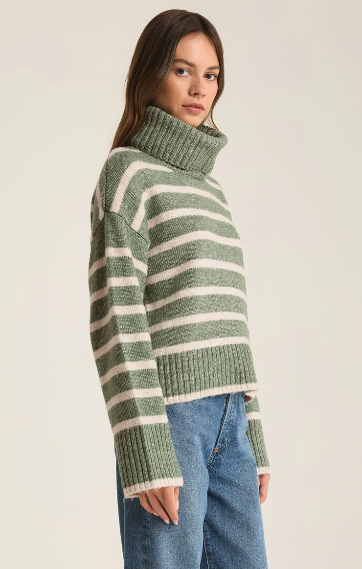 Z SUPPLY Josephine Stripe Sweater Palm Green