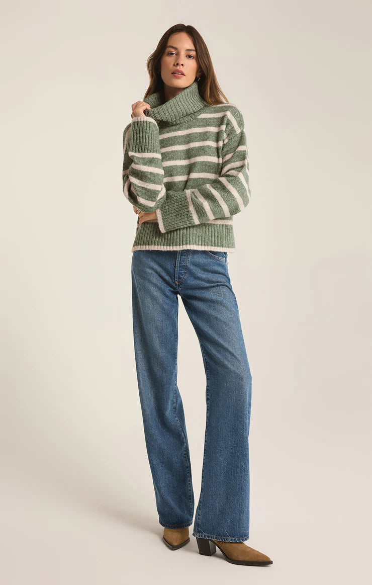 Z SUPPLY Josephine Stripe Sweater Palm Green