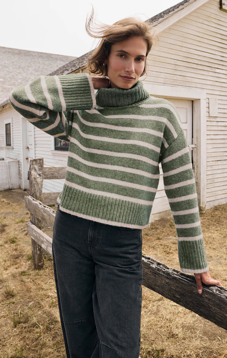 Z SUPPLY Josephine Stripe Sweater Palm Green