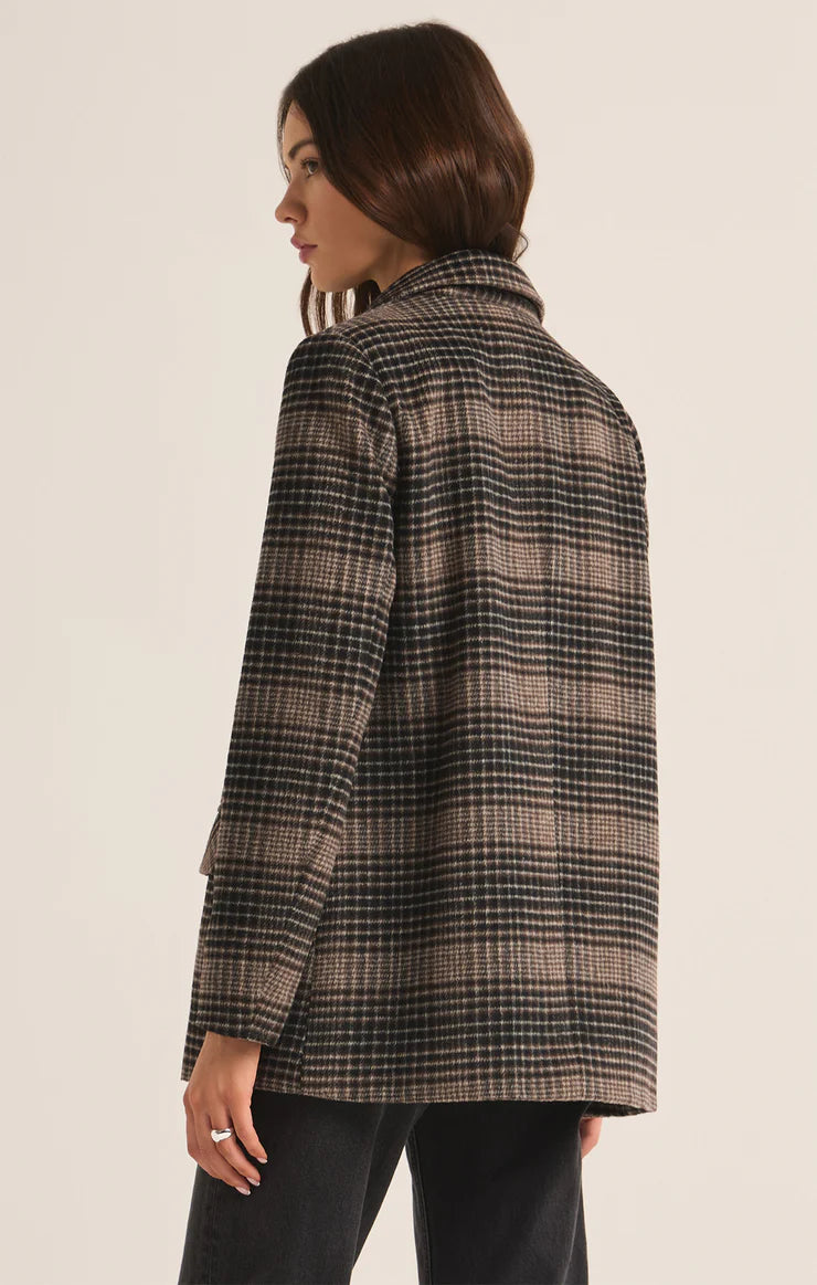 Z SUPPLY Kingston Relaxed Plaid Blazer Latte