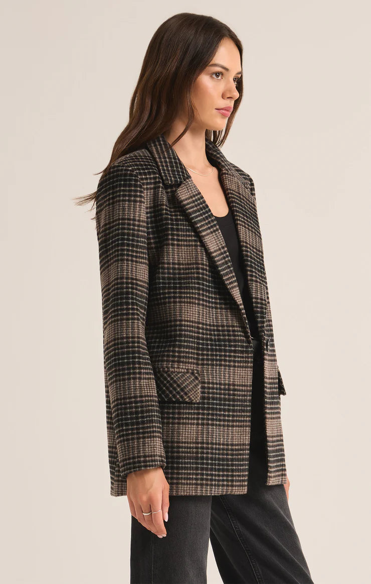 Z SUPPLY Kingston Relaxed Plaid Blazer Latte