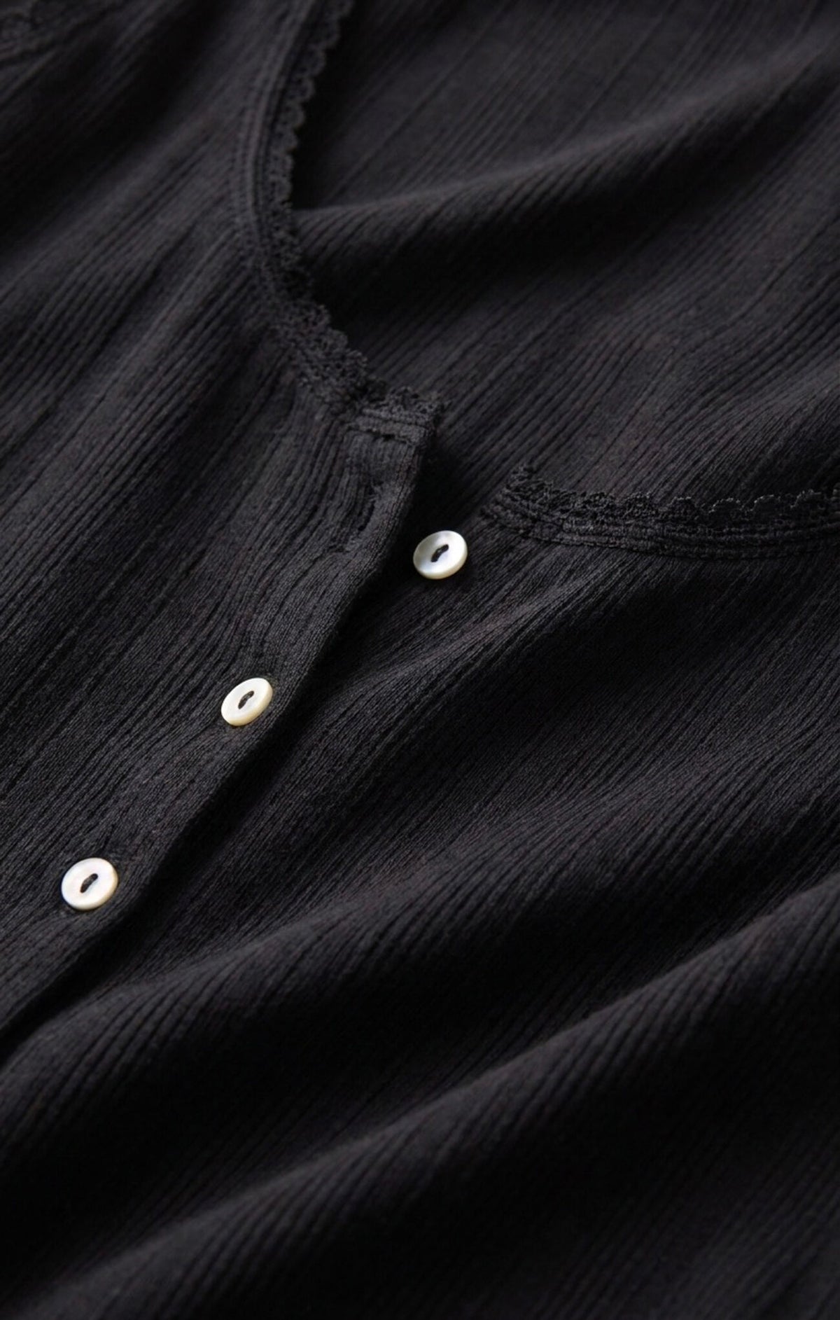Z SUPPLY Lainey Pointelle Button Front Tank black 
