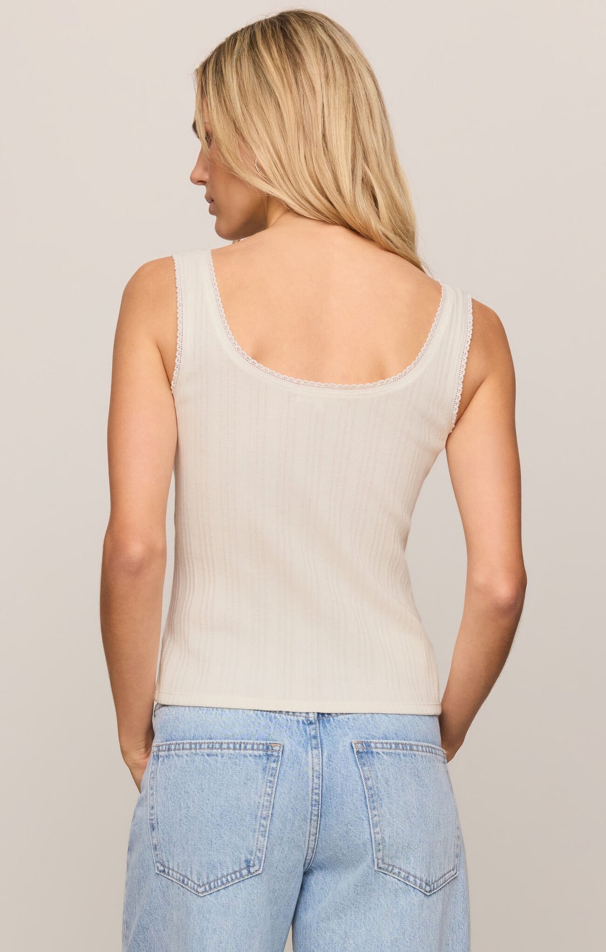 Z SUPPLY Lainey Pointelle Button Front Tank cloud 
