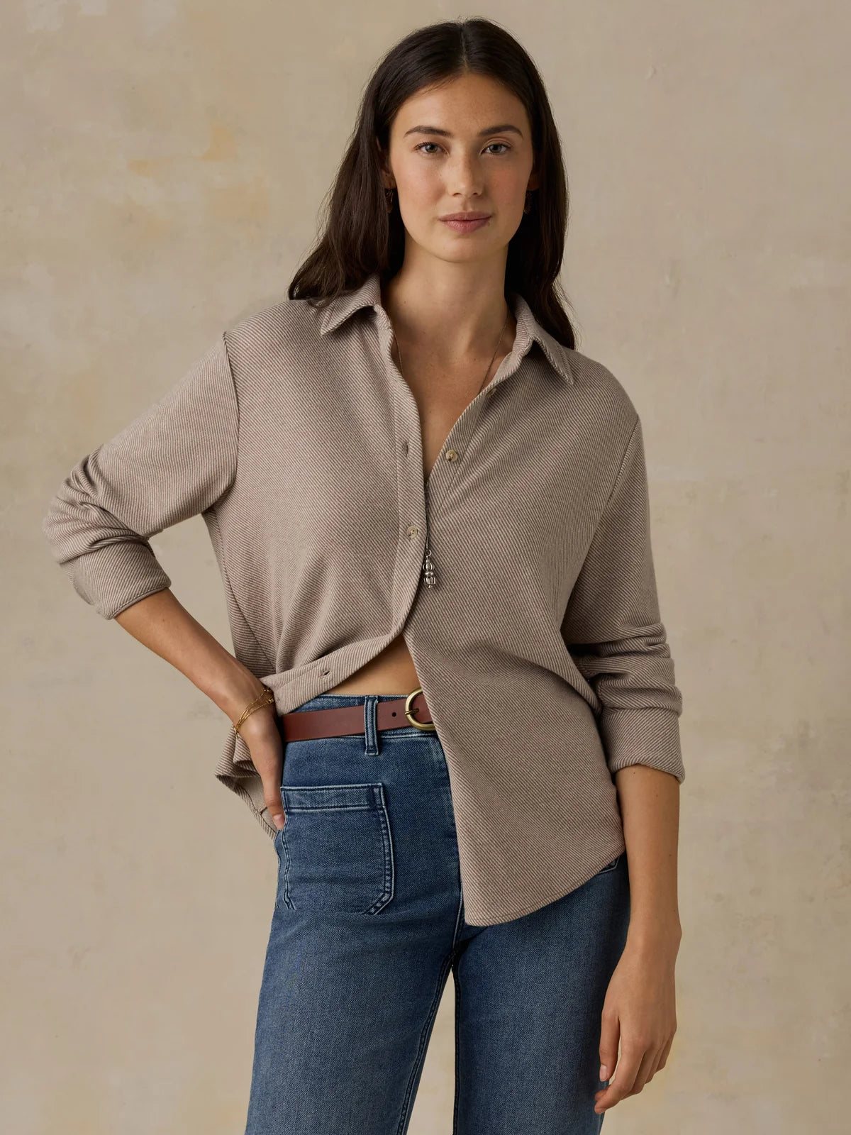 Faherty Legend Sweater Classic Shirt  timber twill 
