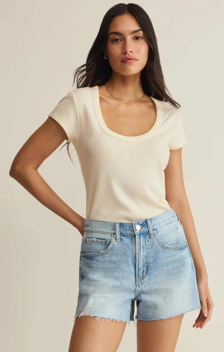 Z SUPPLY Leisurely Scoop Neck Tee cloud