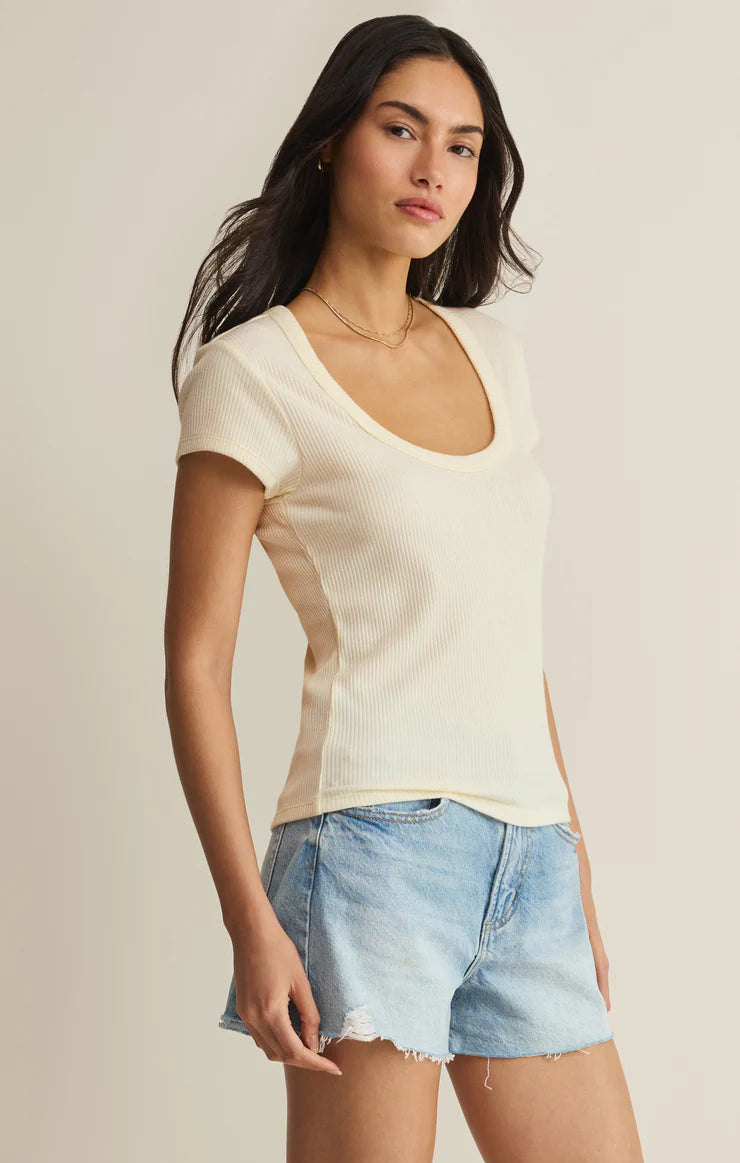 Z SUPPLY Leisurely Scoop Neck Tee cloud