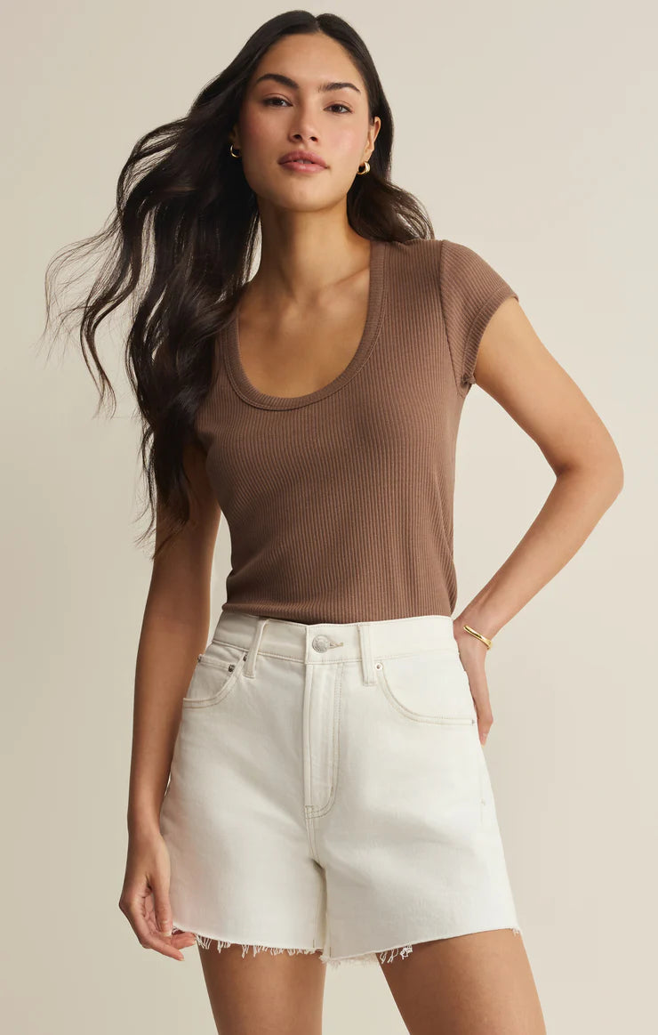 Z SUPPLY Leisurely Scoop Neck Tee palo santo