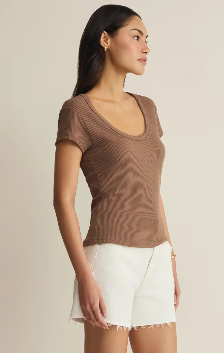 Z SUPPLY Leisurely Scoop Neck Tee palo santo