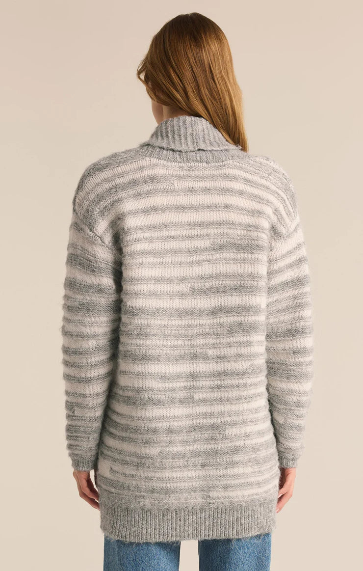 Z SUPPLY Level Up Relaxed Cardigan in light heather grey-back