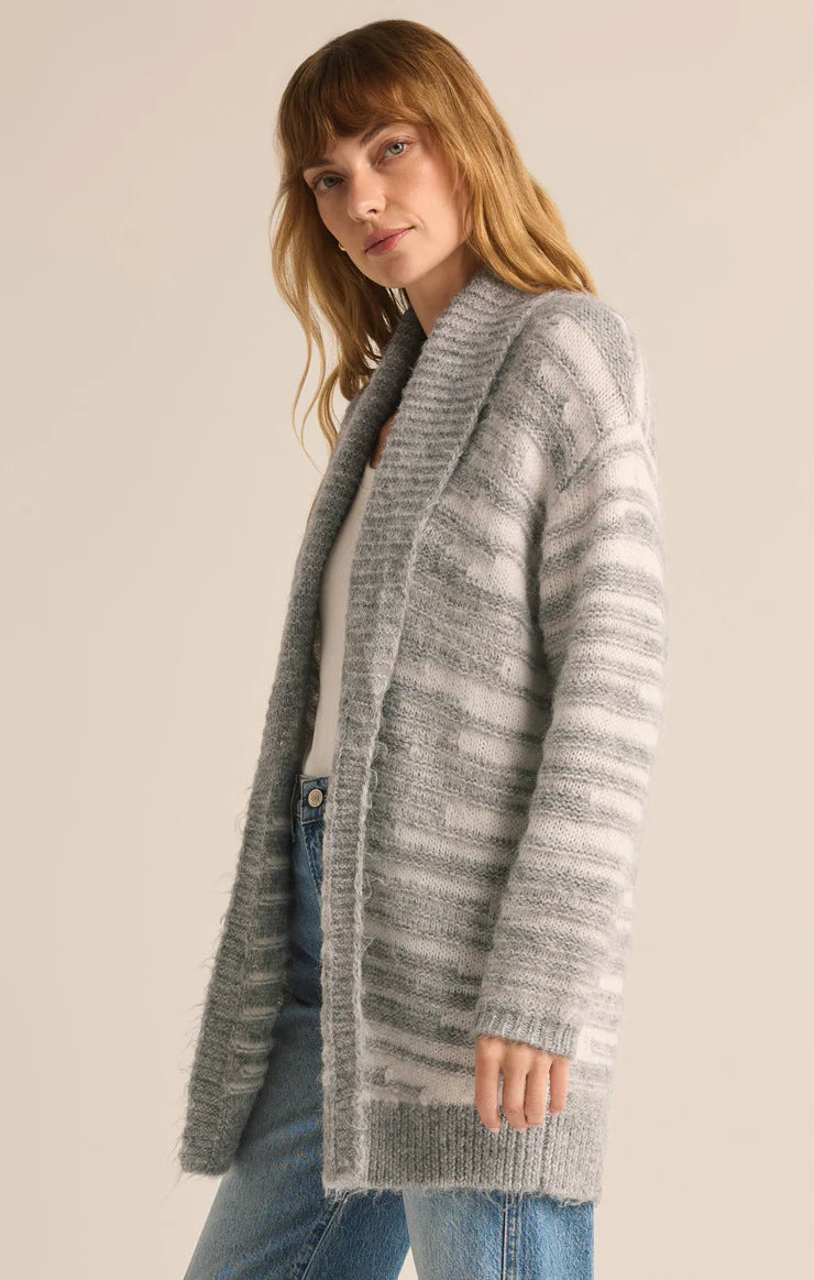 Z SUPPLY Level Up Relaxed Cardigan in light heather grey-side