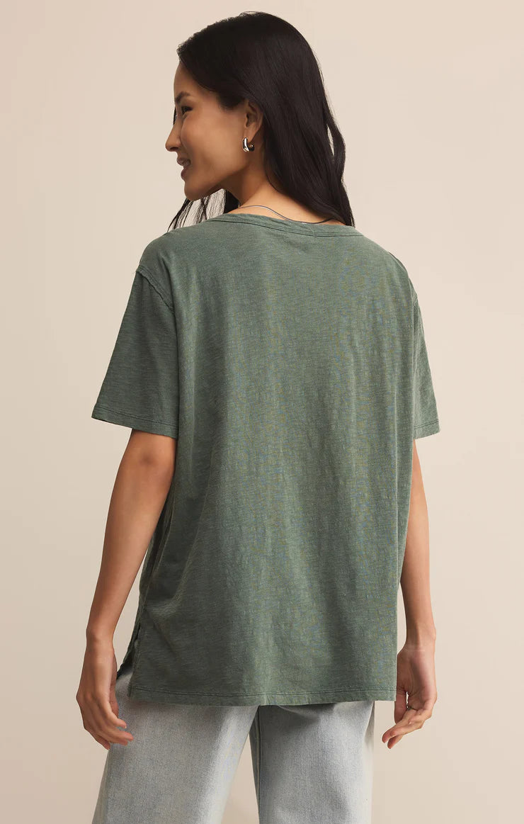 Z SUPPLY Lively Slub V-Neck Tee in hunter green 