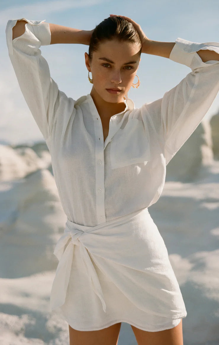 Z SUPPLY Lorna Linen Mini Skirt  white 