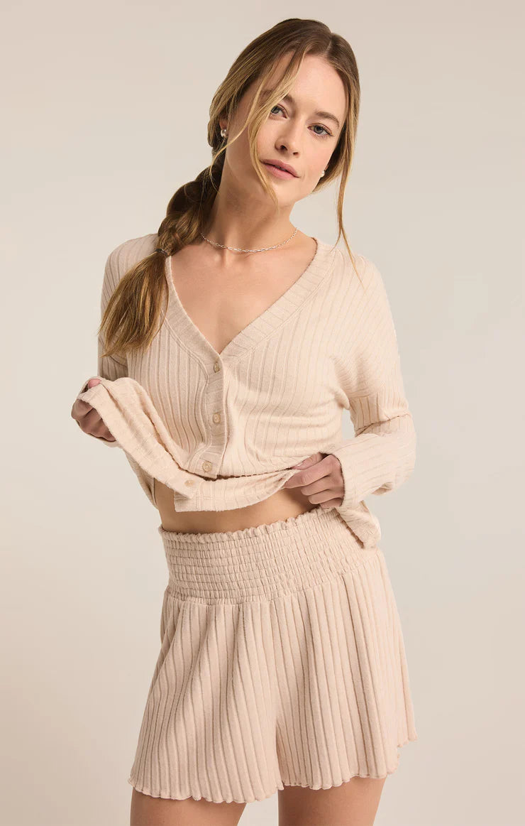 Z SUPPLY Mara Long Sleeve Cardigan Top in oatmeal heather-front