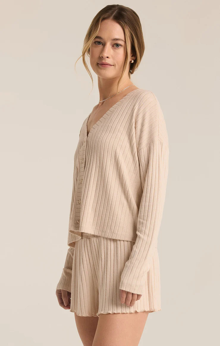 Z SUPPLY Mara Long Sleeve Cardigan Top in oatmeal heather-side