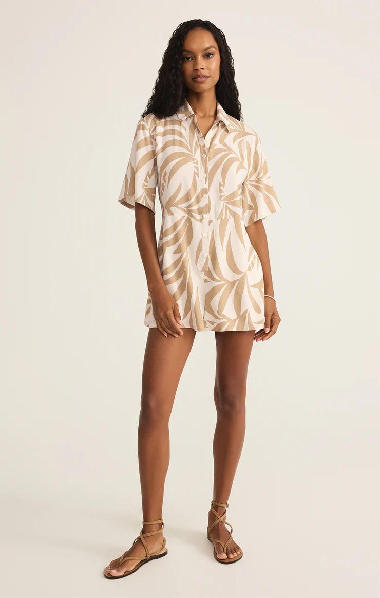 Z SUPPLY Marcel Tropical Palm Romper in santal 
