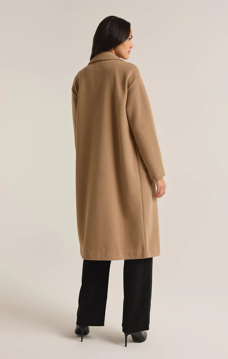 z supply mason knit coat in classic camel-back