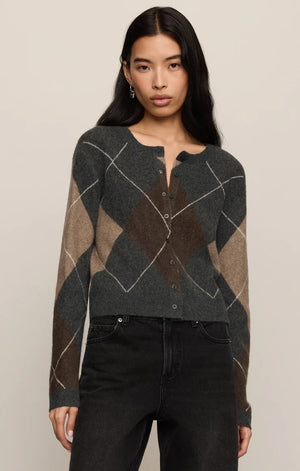 Z SUPPLY Medina Argyle Cardigan charcoal heather 