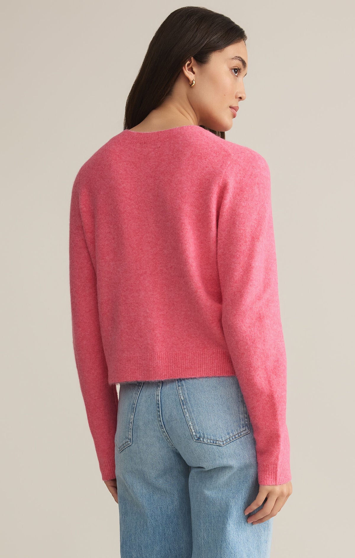 Z SUPPLY Medina Cardigan in disco pink-back