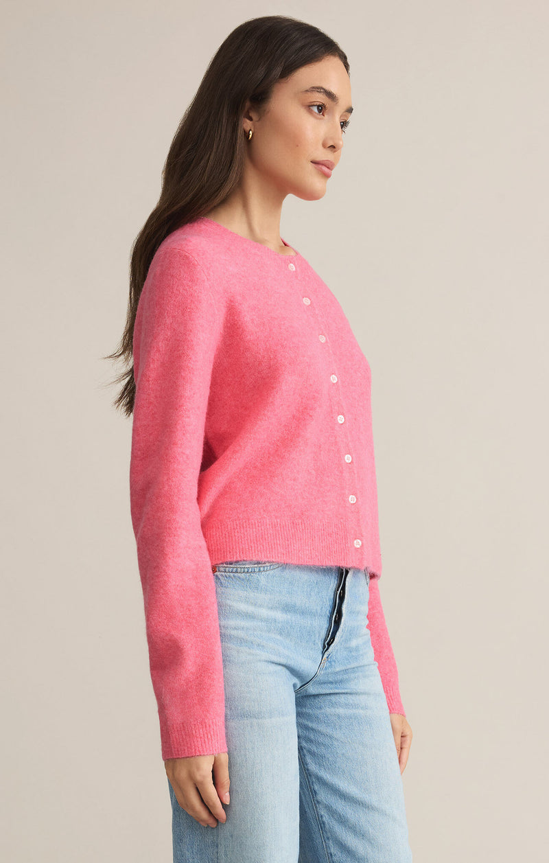 Z SUPPLY Medina Cardigan in disco pink-side