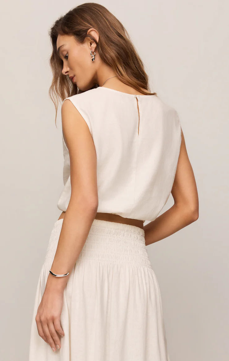 Z SUPPLY Merit Sleeveless Linen Top  white