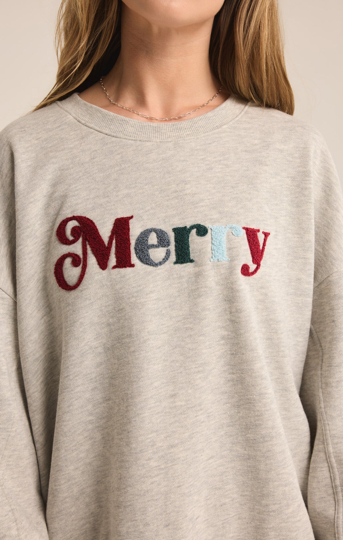 Z SUPPLY Merry Fleece Sweatshirt in light heather grey-front