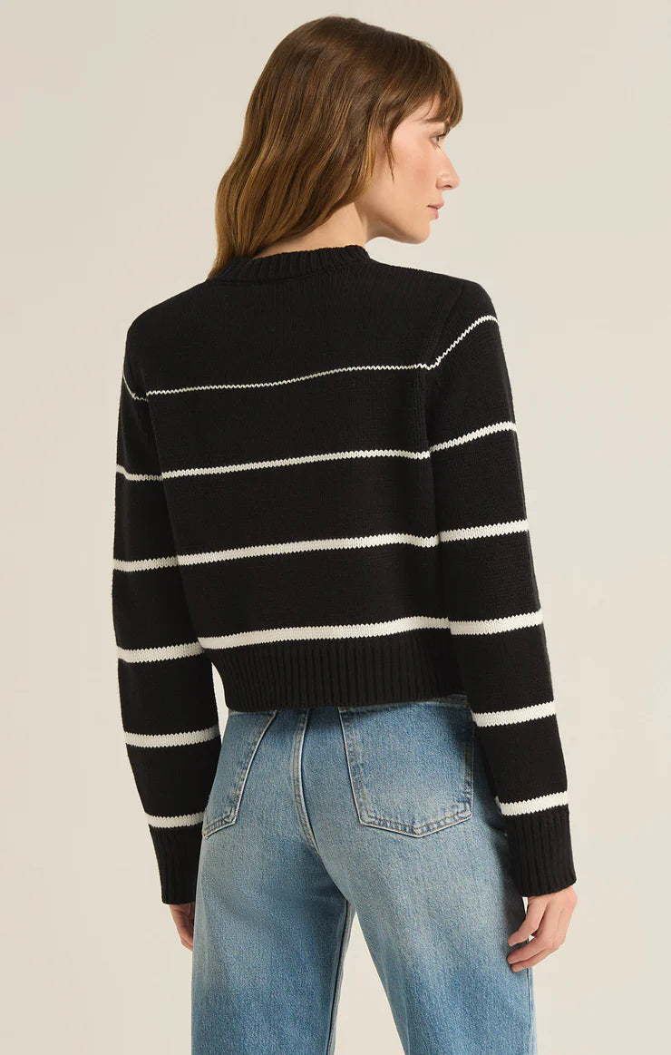 Z SUPPLY Milan Stripe Sweater in black-back