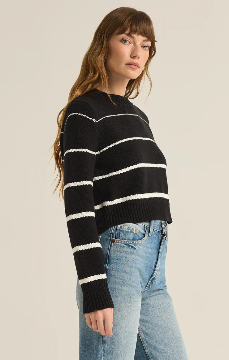 Z SUPPLY Milan Stripe Sweater in black-side