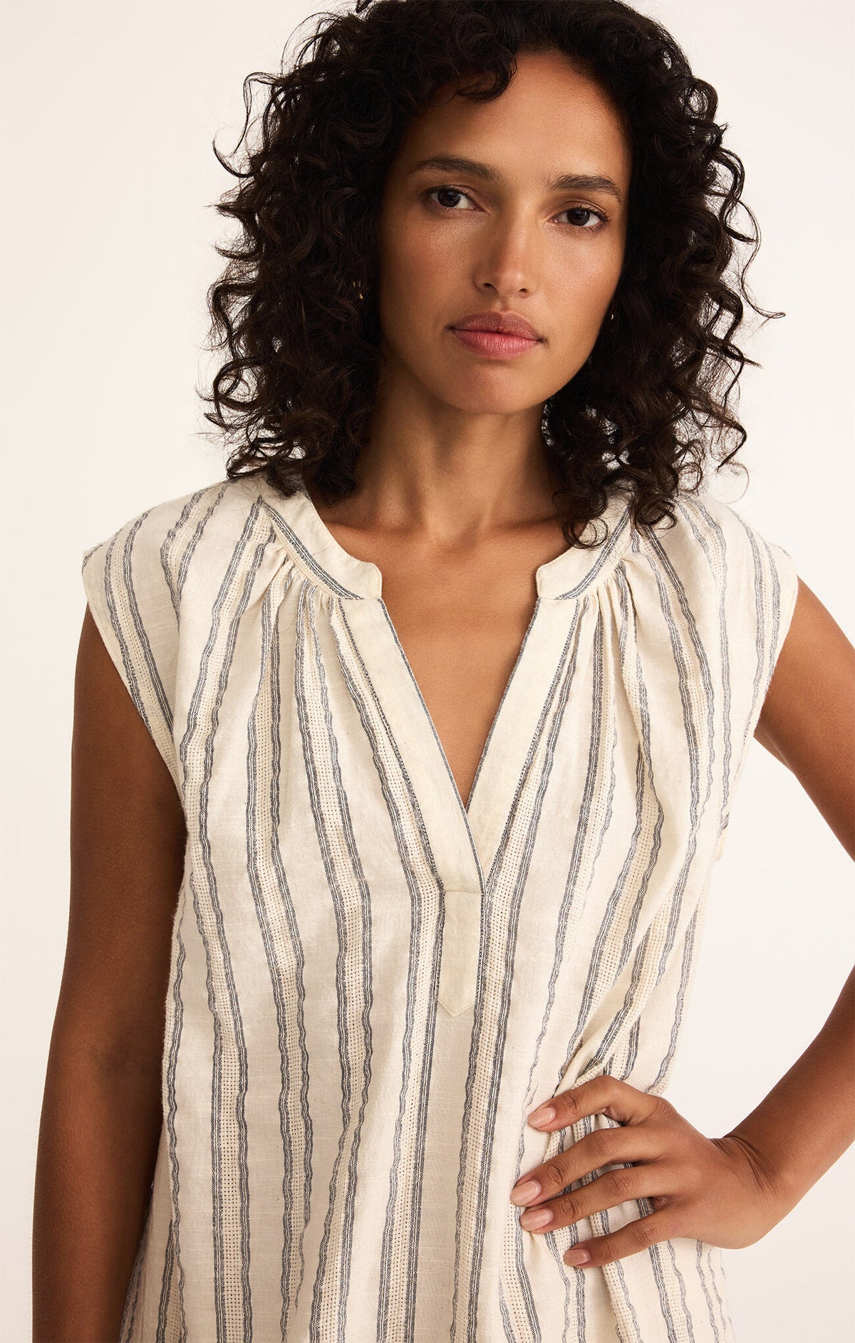 Z SUPPLY Minna Stripe Tunic Mini Dress Sea Salt