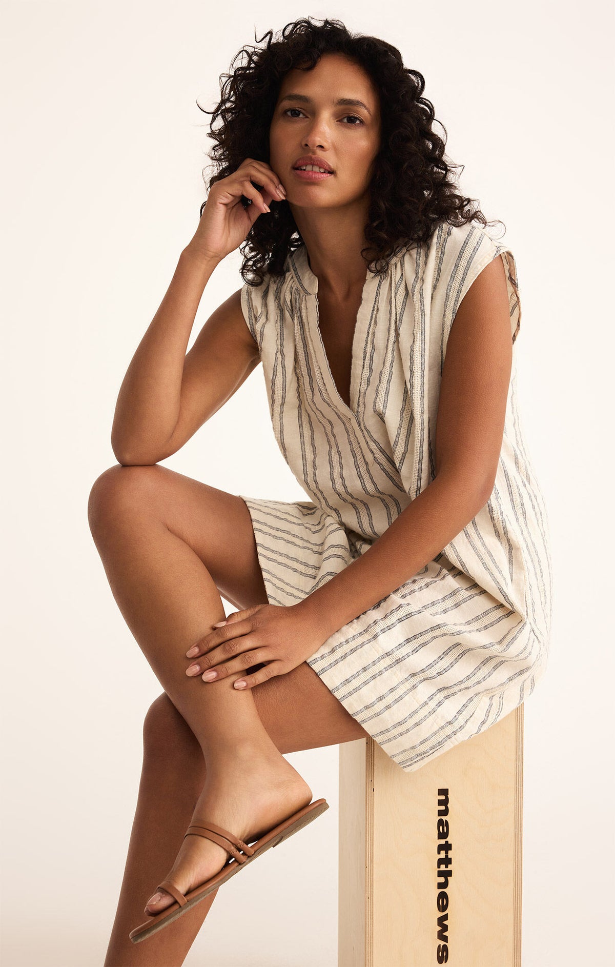 Z SUPPLY Minna Stripe Tunic Mini Dress Sea Salt