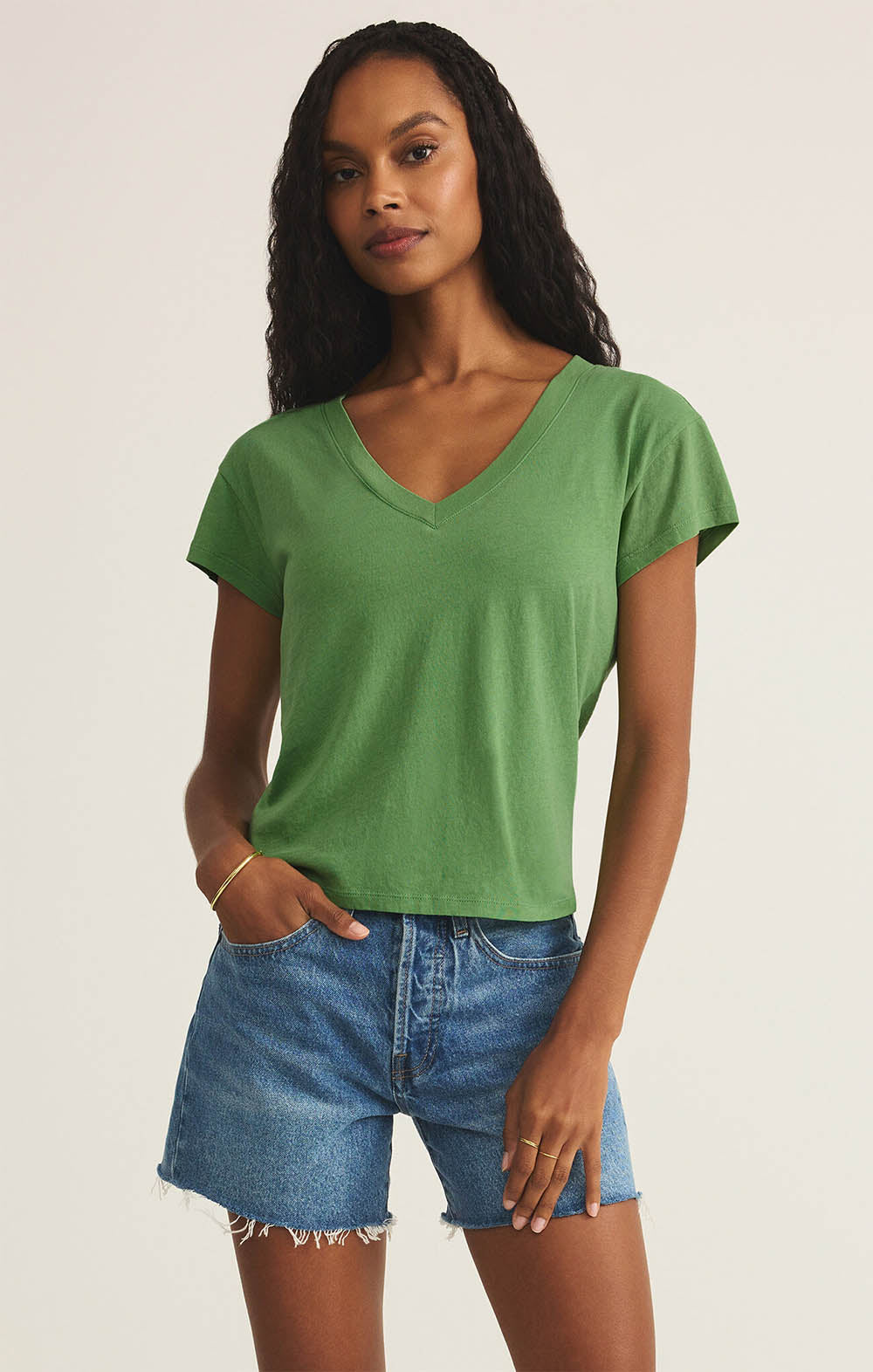 Z SUPPLY Modern Jersey V-Neck Tee Lawn