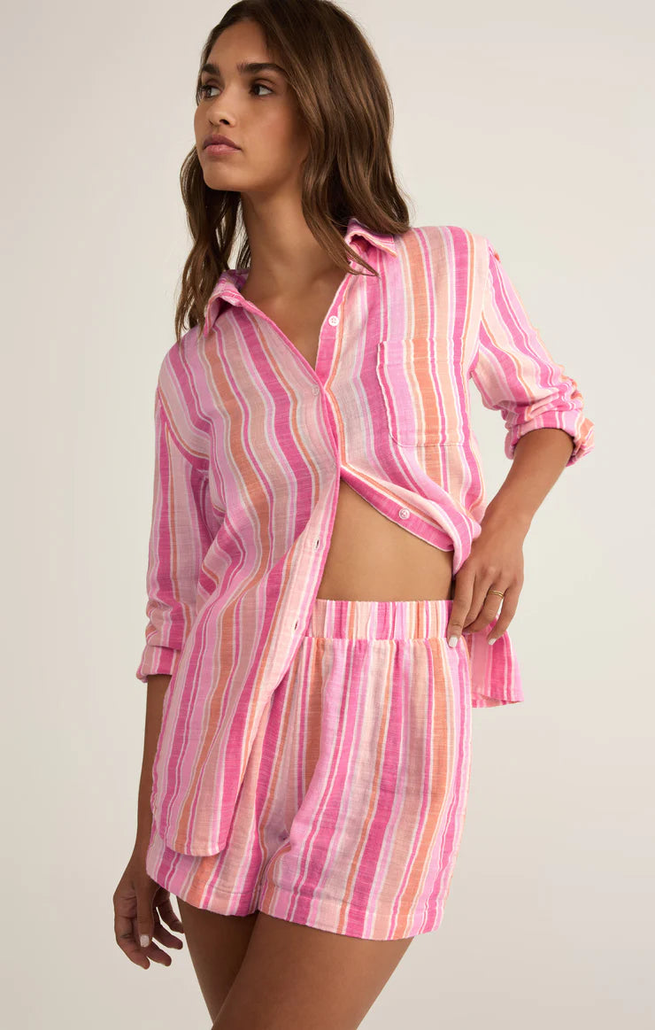 Z SUPPLY Morning Stripe Gauze Shorts in multi color