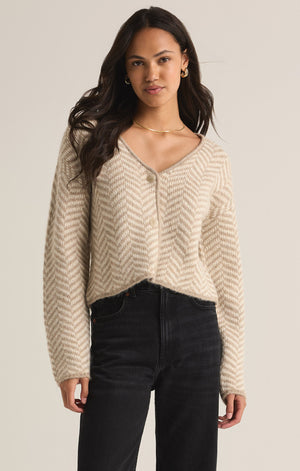 Z SUPPLY Naomi Herringbone Cardigan in sea salt-front