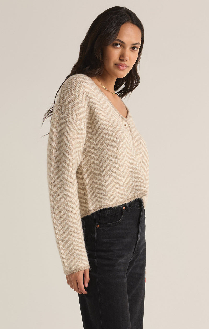 Z SUPPLY Naomi Herringbone Cardigan in sea salt-side