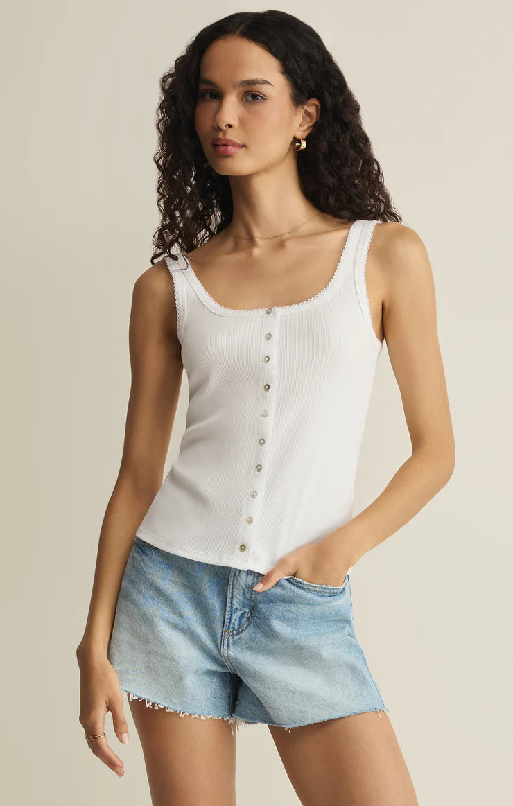 Z SUPPLY Nico Scallop Rib Tank Top white