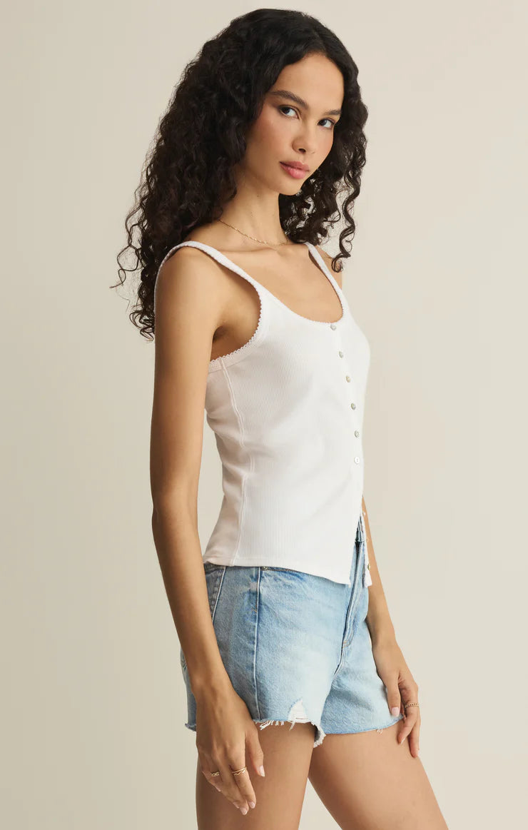 Z SUPPLY Nico Scallop Rib Tank Top white